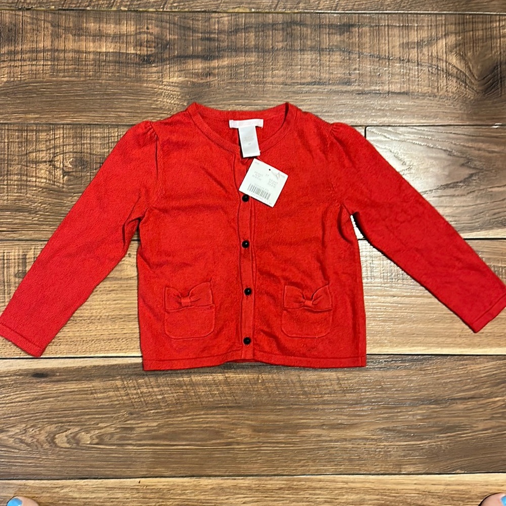 Janie and Jack Girls Red Button Down Sweater NWT